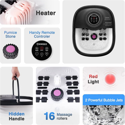 Claréa Foot Spa with Heat & Massage –  Remote Control, Bubbles & Rollers for Deep Relaxation at Home