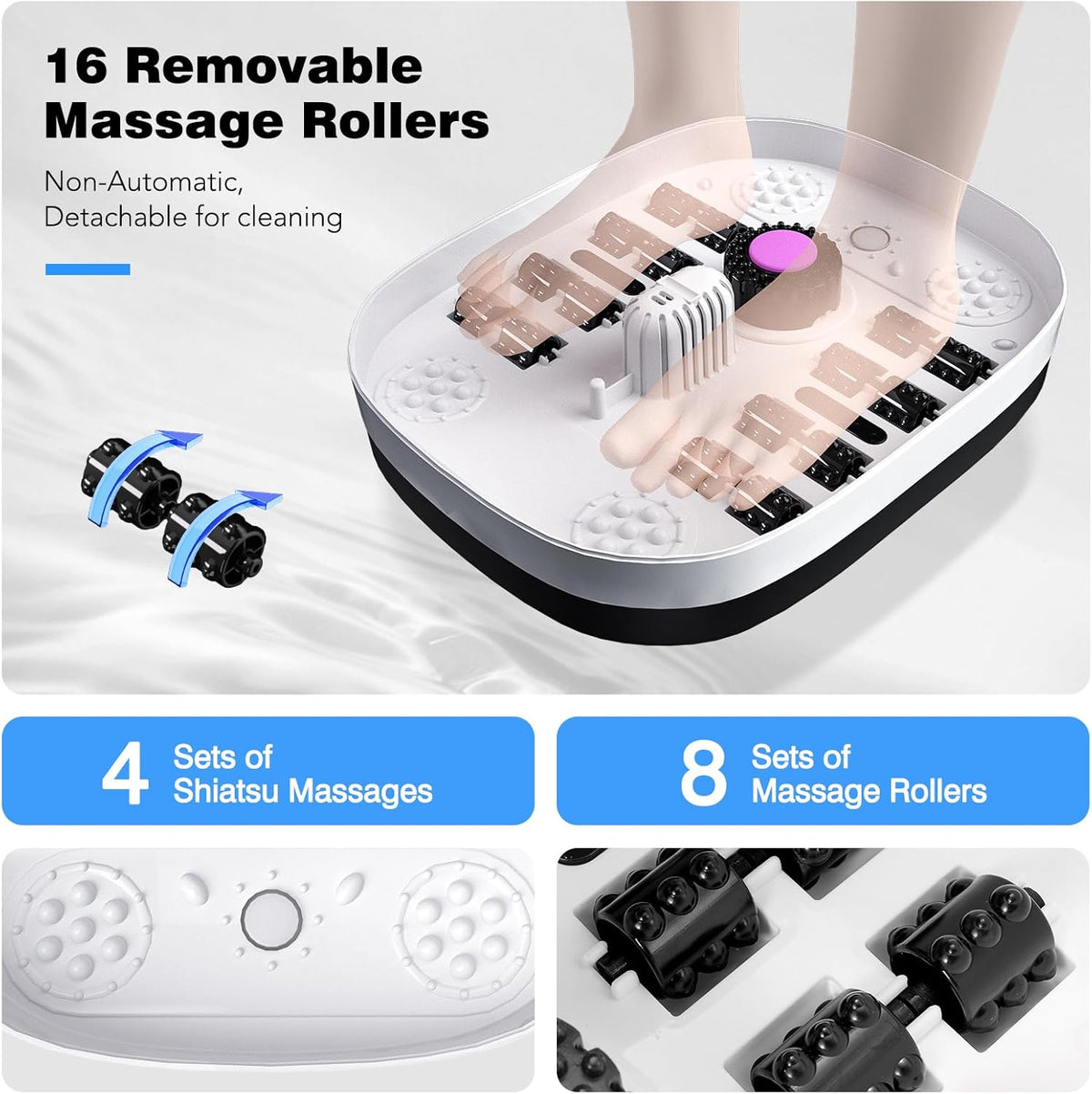 Claréa Foot Spa with Heat & Massage –  Remote Control, Bubbles & Rollers for Deep Relaxation at Home