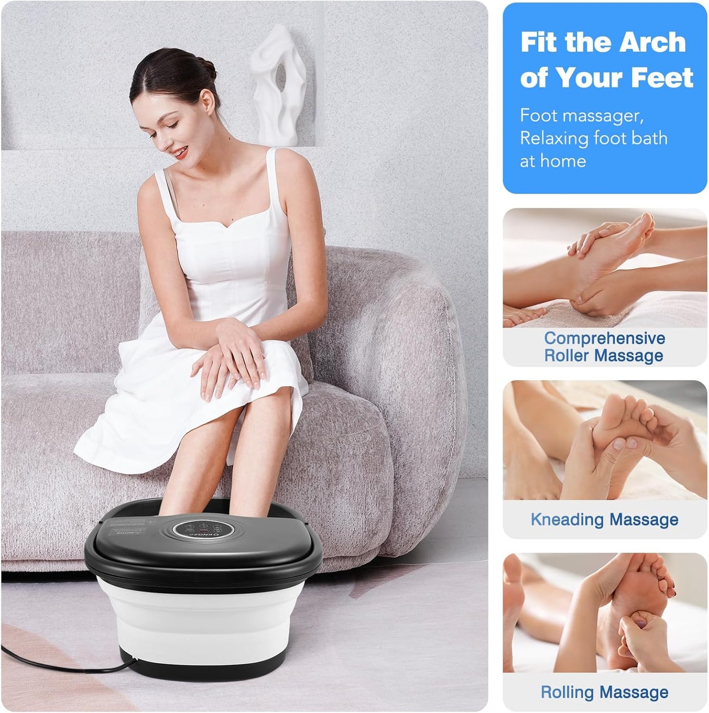 Claréa Foot Spa with Heat & Massage –  Remote Control, Bubbles & Rollers for Deep Relaxation at Home